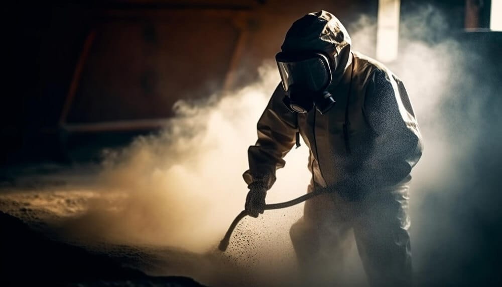 ant control professional at work using equipment