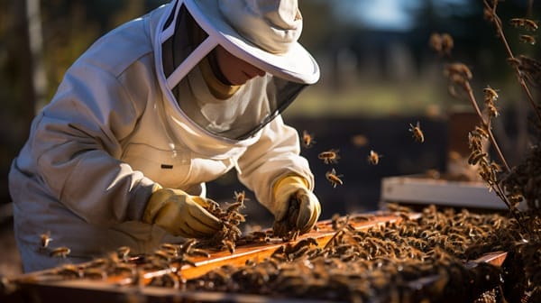 wasp prevention professional at work with wasps